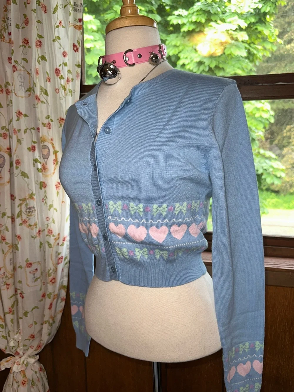 Dolls Kill • Sugar Thrillz Passion For You Intarsia Cute Pastel Cardigan Sweater
